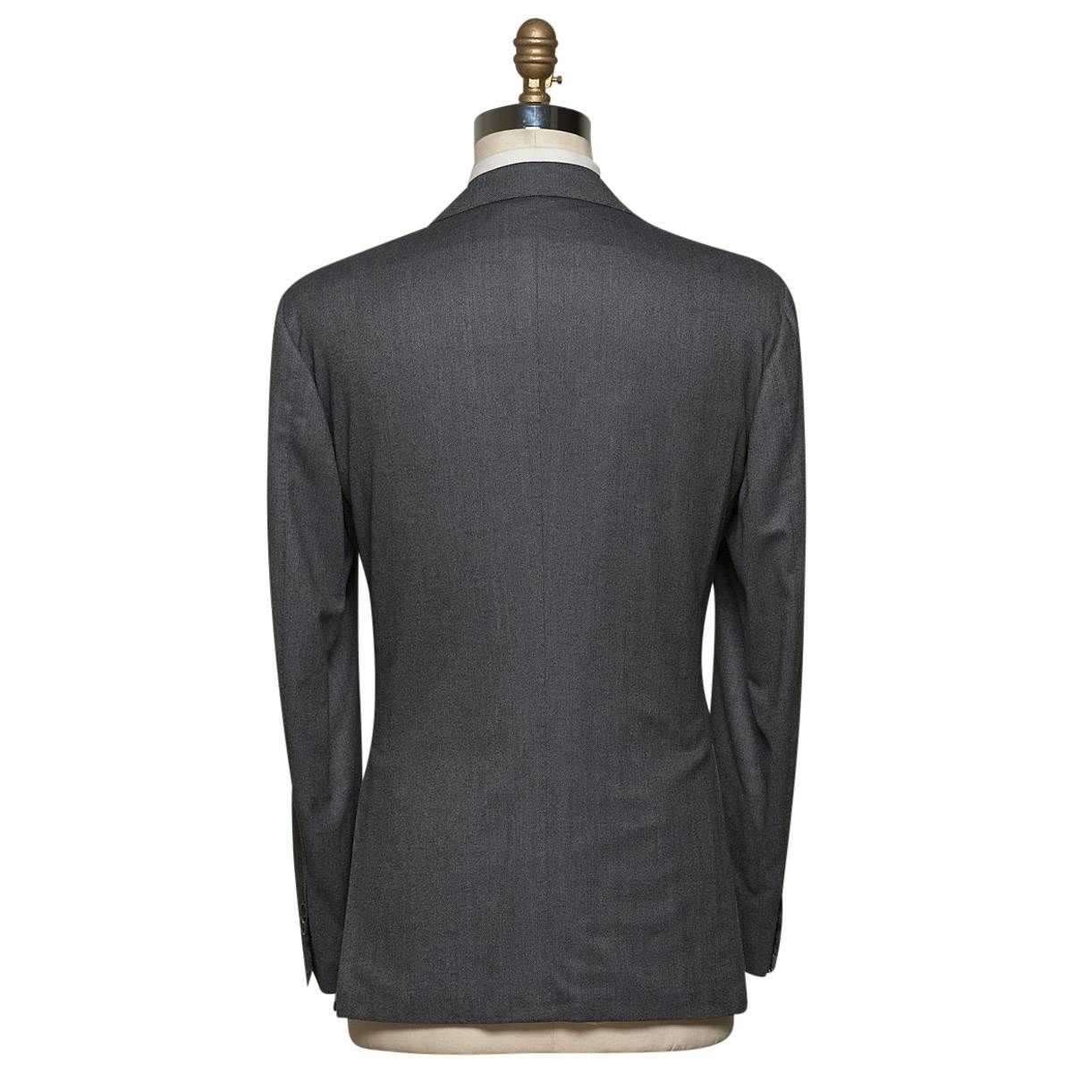 KITON Blue Gray Wool 14 Micron Stretch Suit