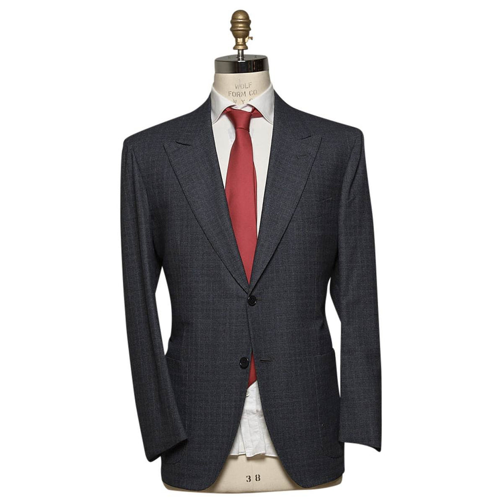 Kiton KITON Gray Blue Wool 14 Micron Silk Suit Gray/Blue 000