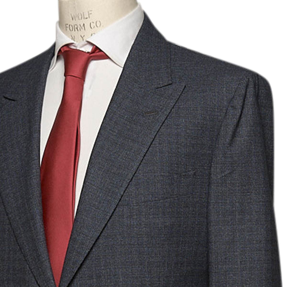 KITON Gray Blue Wool 14 Micron Silk Suit