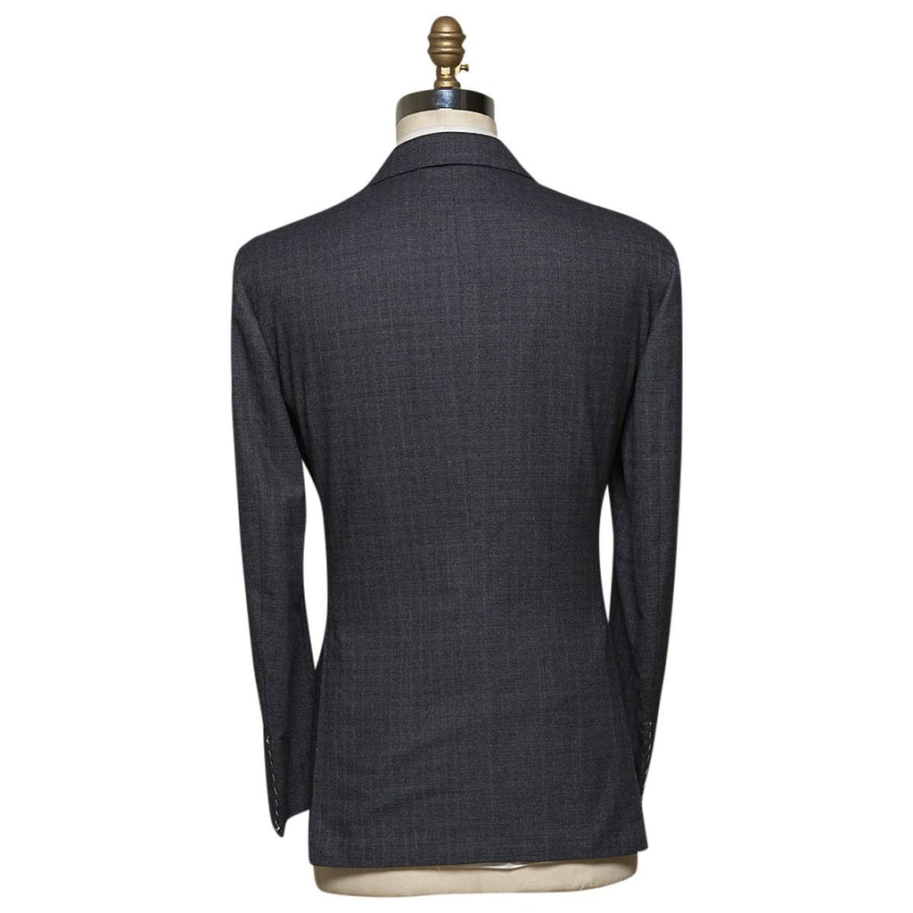 KITON Gray Blue Wool 14 Micron Silk Suit