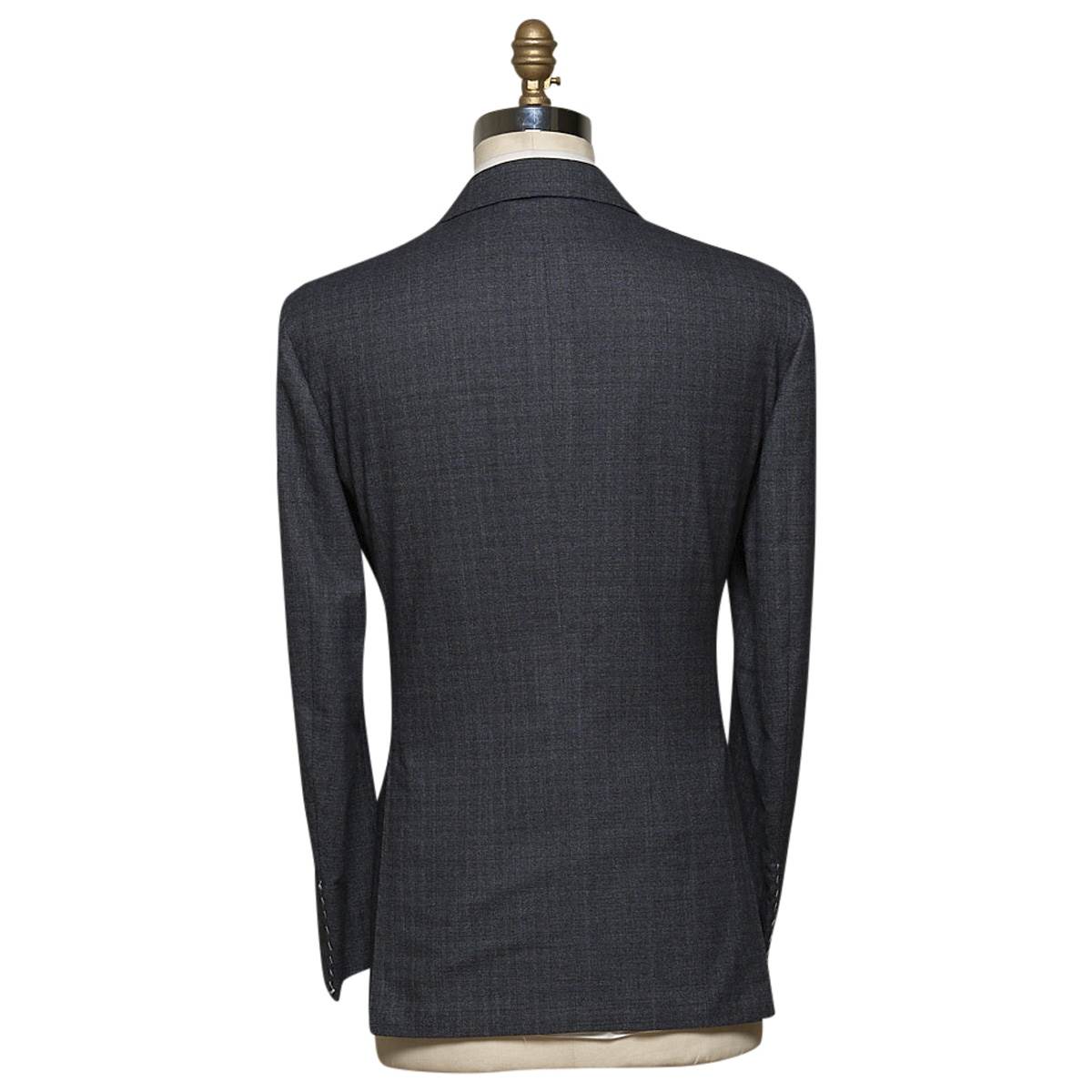 KITON Gray Blue Wool 14 Micron Silk Suit