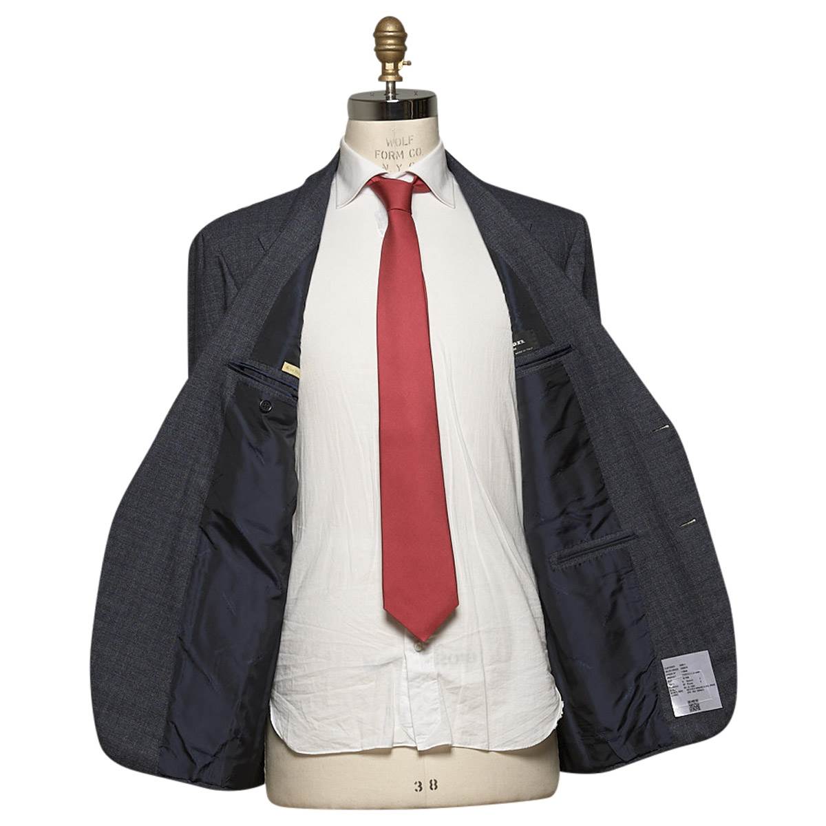 KITON Gray Blue Wool 14 Micron Silk Suit