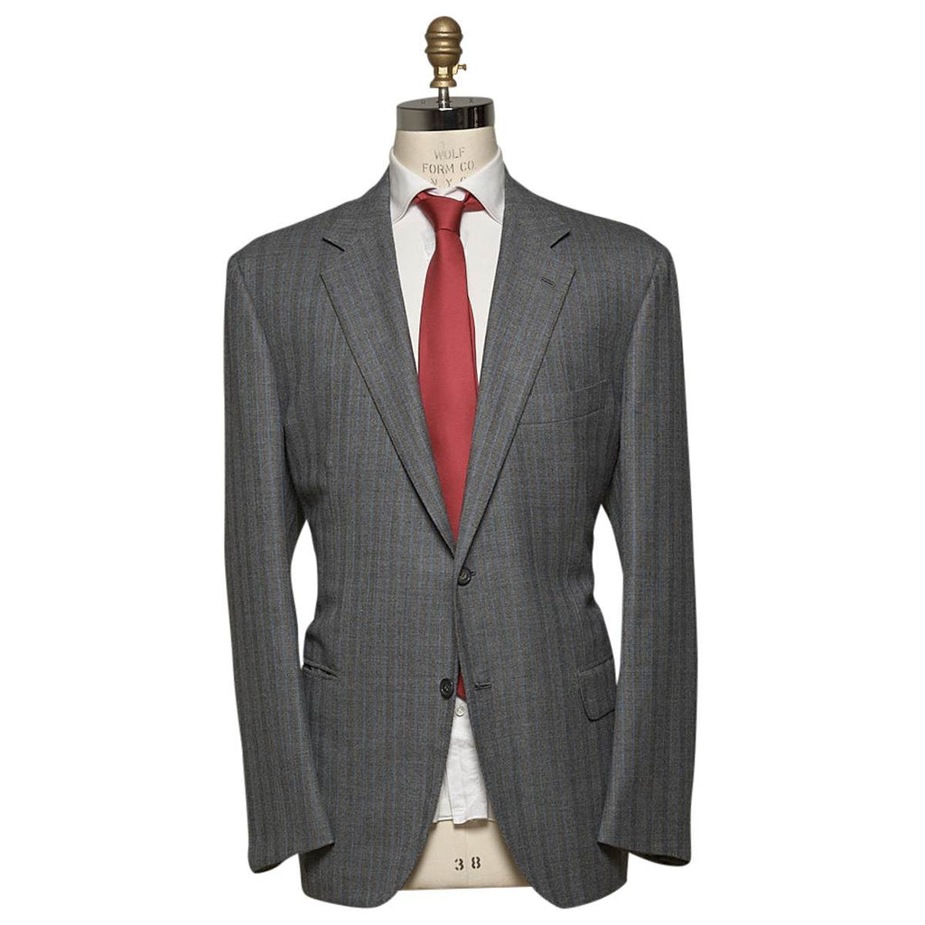 KITON Gray Blue Wool Suit