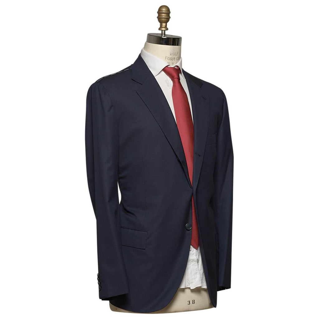 KITON Blue Virgin Wool Silk Suit