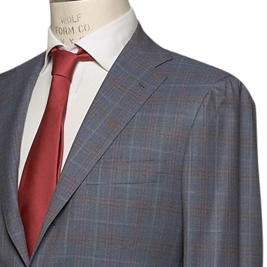 KITON Gray Red Wool 14 Micron Suit