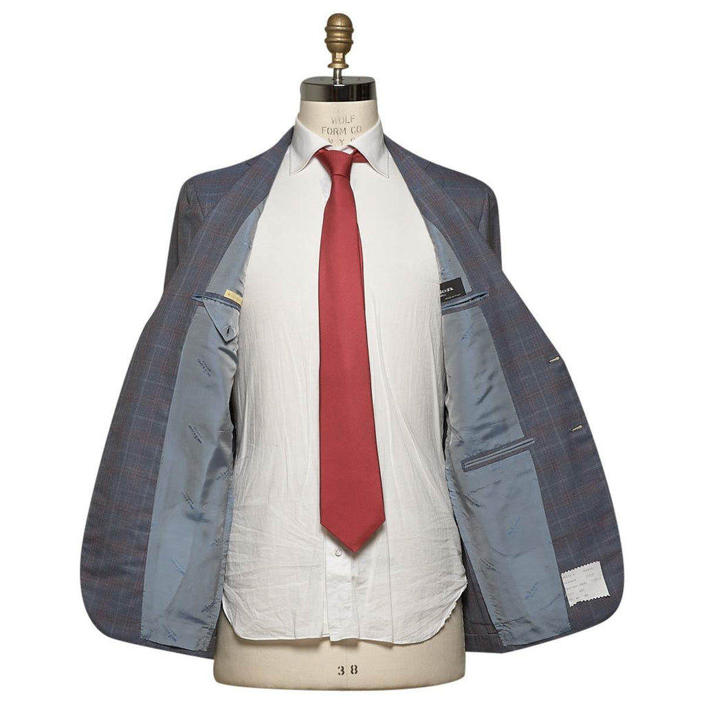 KITON Gray Red Wool 14 Micron Suit