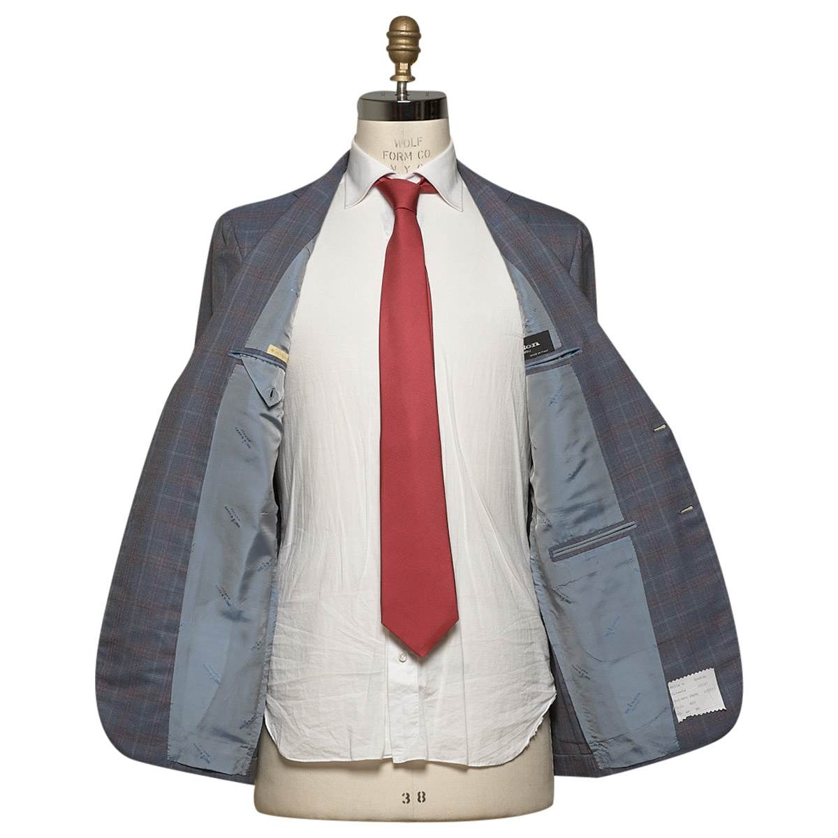 KITON Gray Red Wool 14 Micron Suit