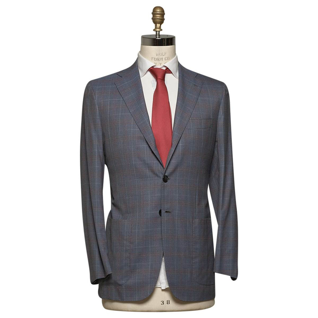 KITON Gray Red Wool 14 Micron Suit
