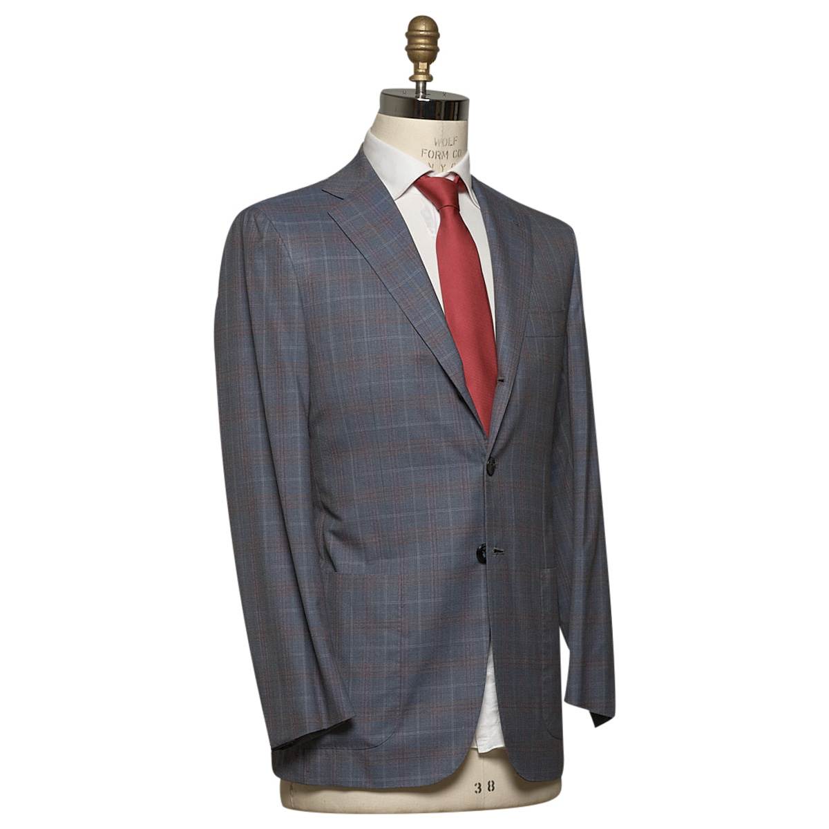 KITON Gray Red Wool 14 Micron Suit