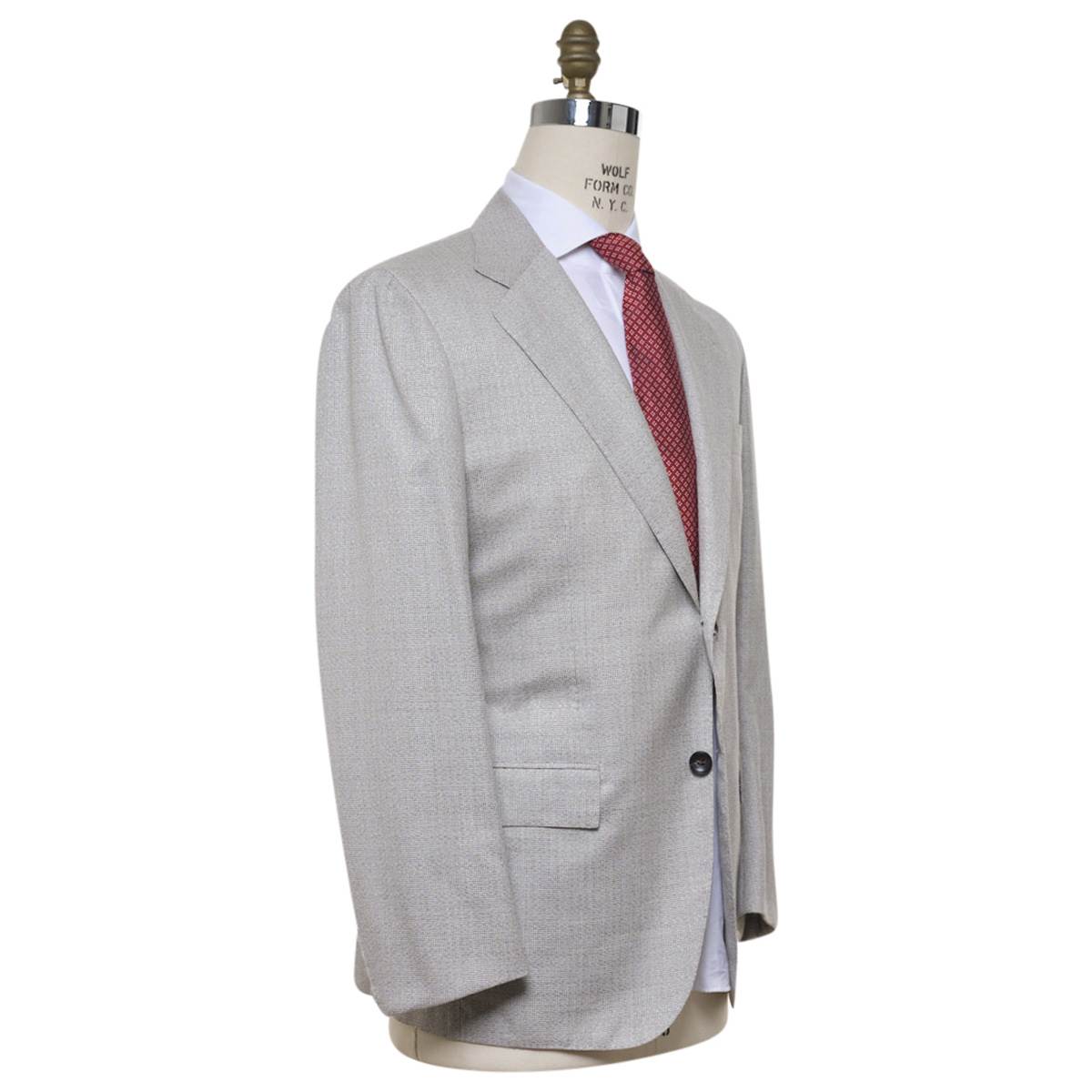 KITON Light Gray Cashmere Silk Linen Blazer