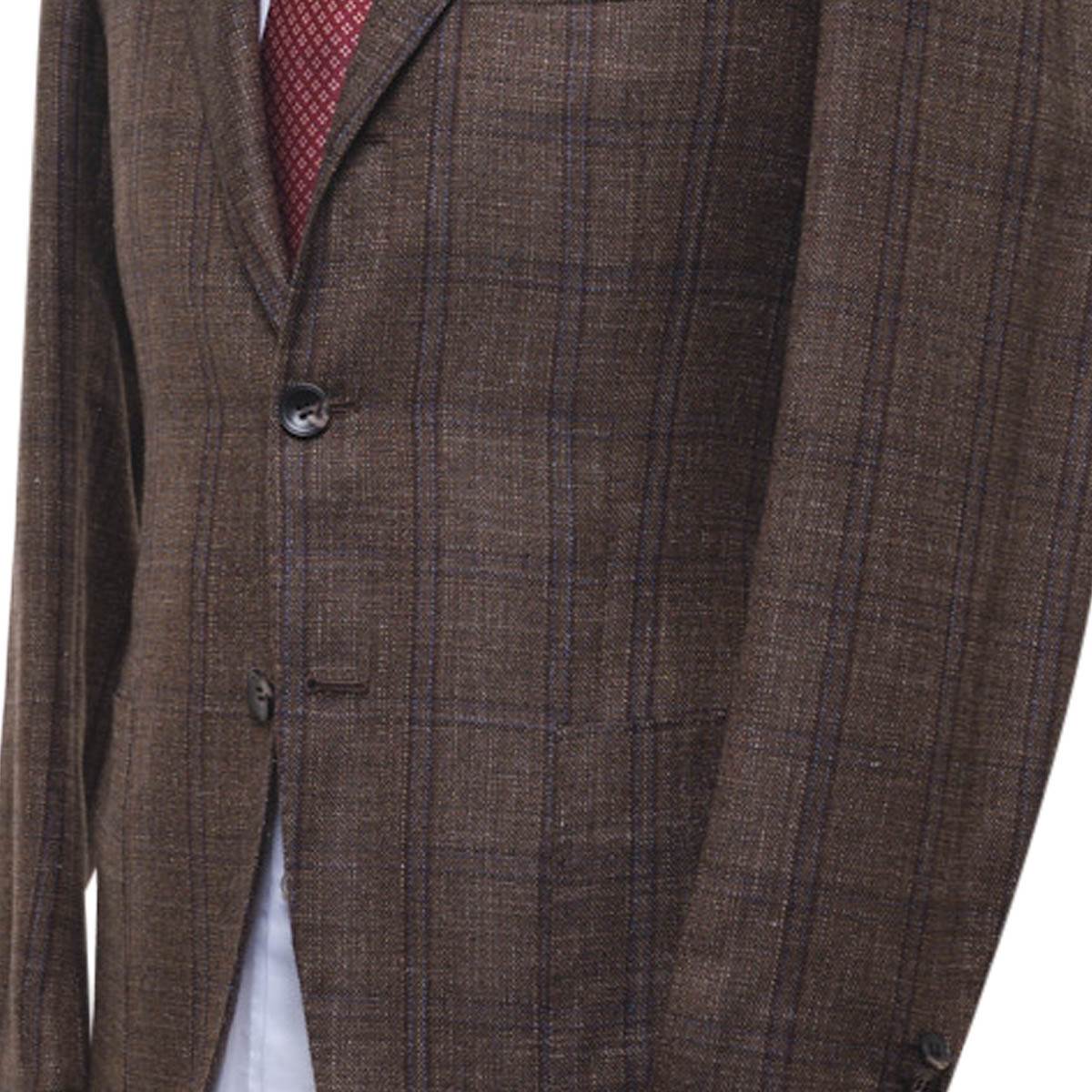KITON Brown Cashmere Silk Linen Blazer
