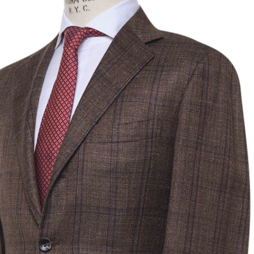 KITON Brown Cashmere Silk Linen Blazer