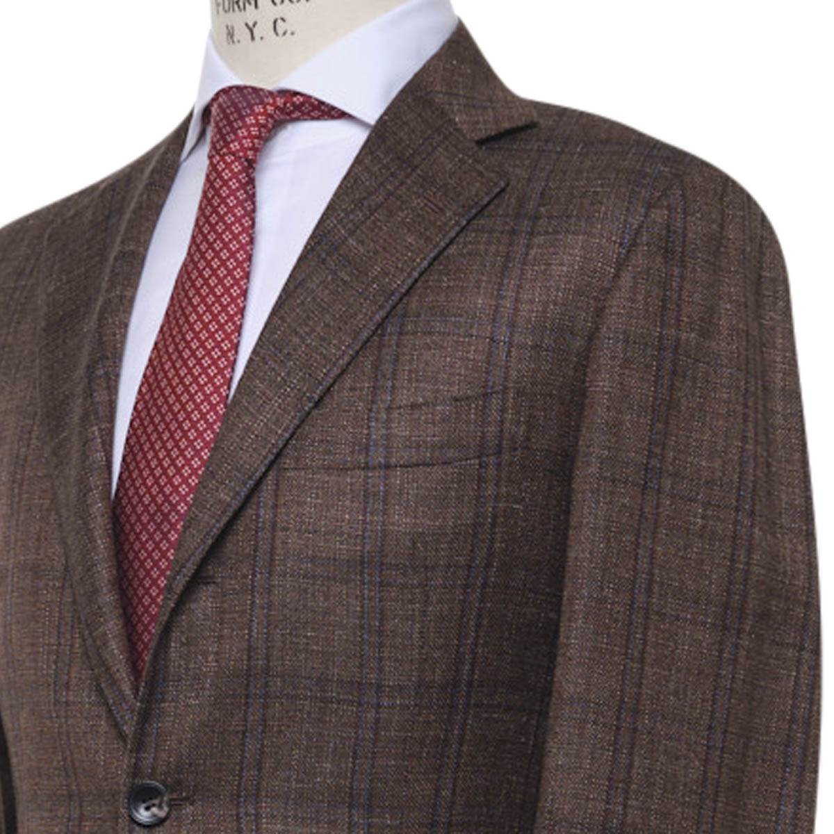 KITON Brown Cashmere Silk Linen Blazer