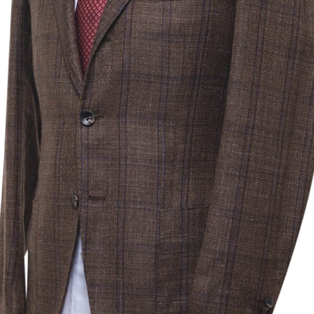 KITON Brown Cashmere Silk Linen Blazer