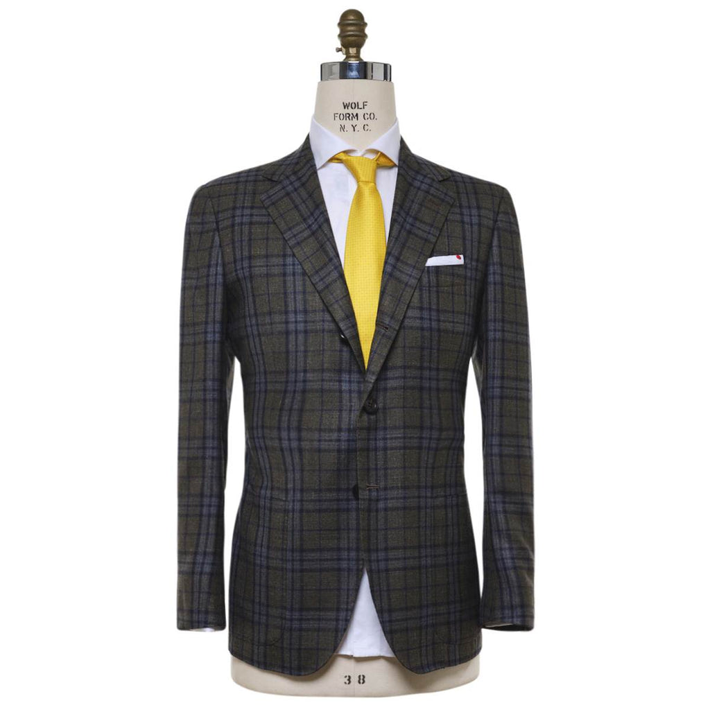 Kiton KITON Green Blue Cashmere Silk Linen Blazer Green/Blue 000