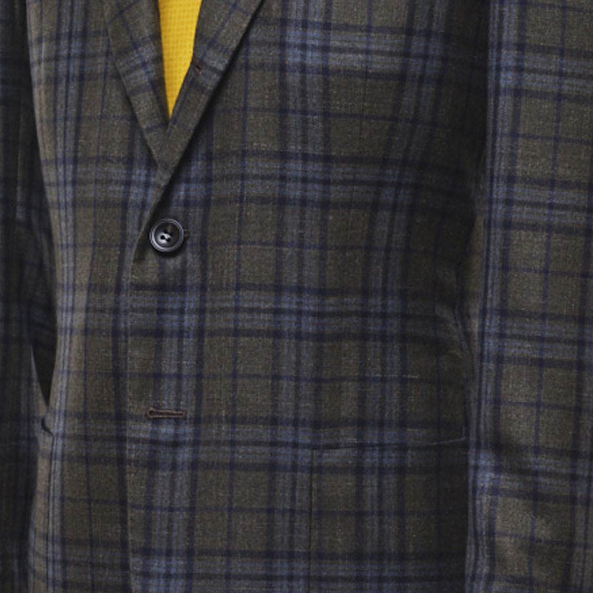 KITON Green Blue Cashmere Silk Linen Blazer