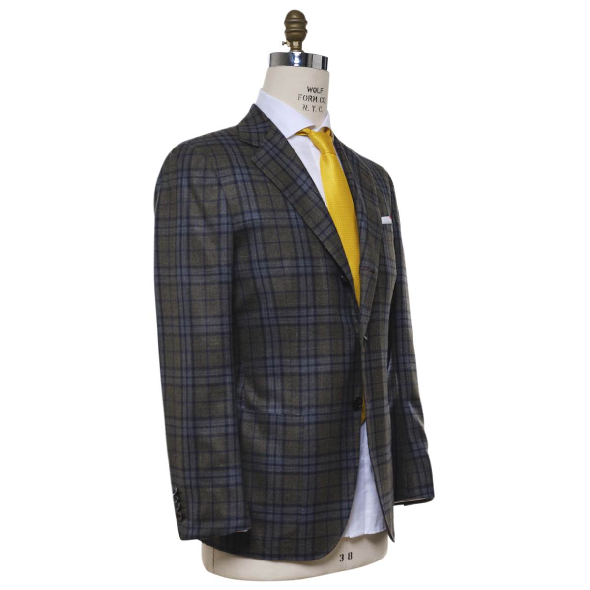 KITON Green Blue Cashmere Silk Linen Blazer