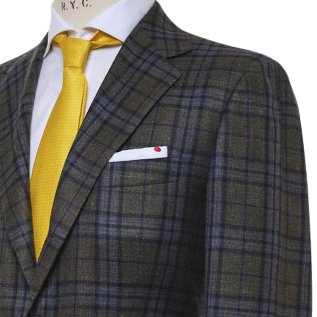 KITON Green Blue Cashmere Silk Linen Blazer