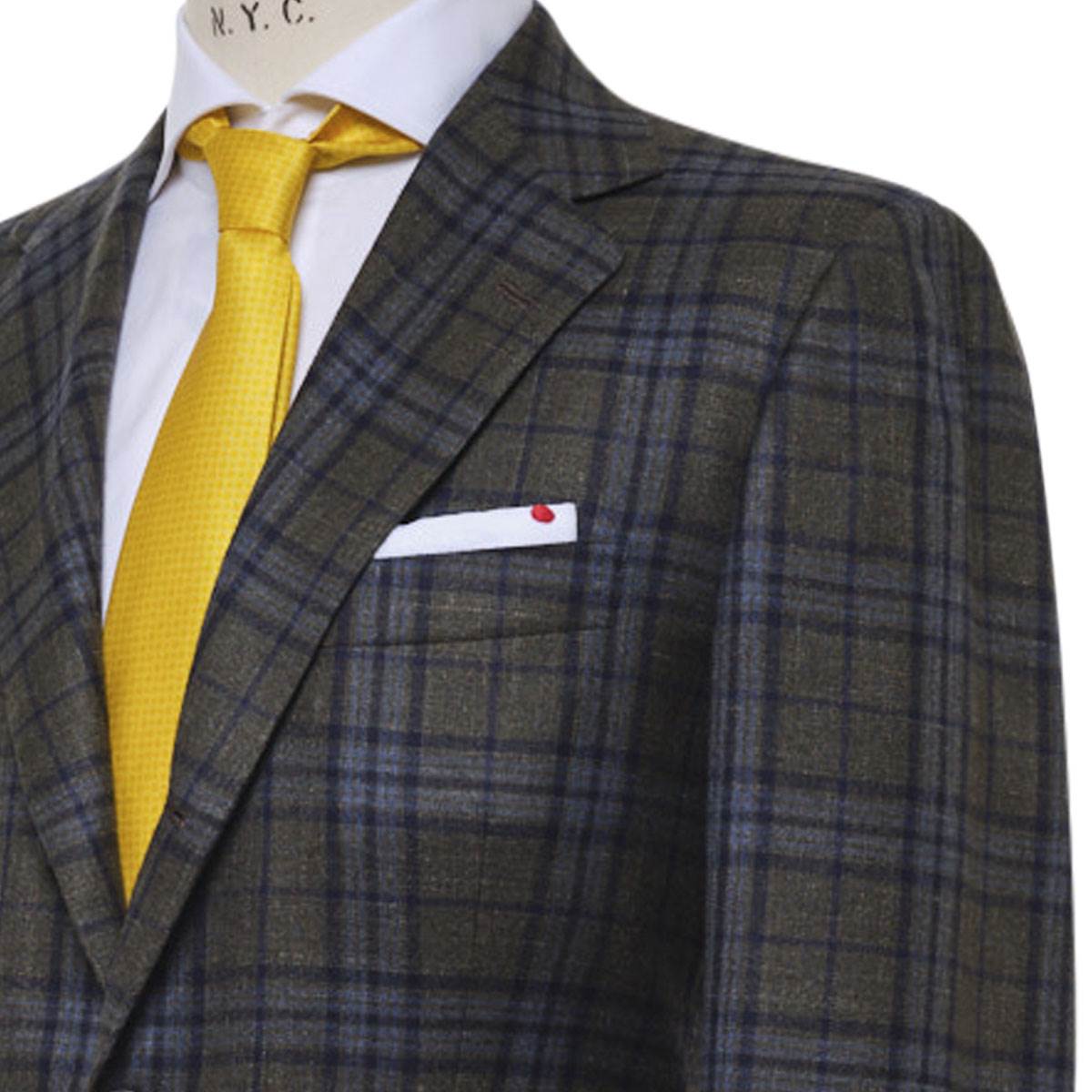 KITON Green Blue Cashmere Silk Linen Blazer