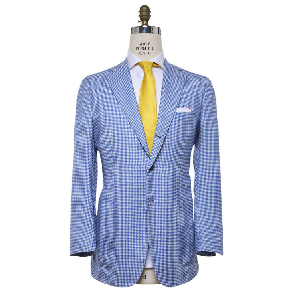 Kiton KITON Light Blue White Cashmere Silk Blazer Light Blue/White 000