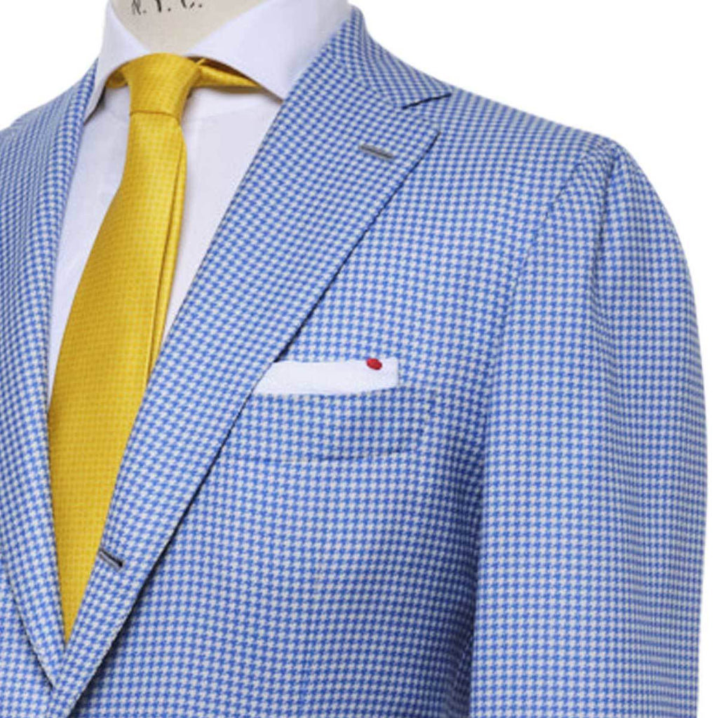 KITON Light Blue White Cashmere Silk Blazer