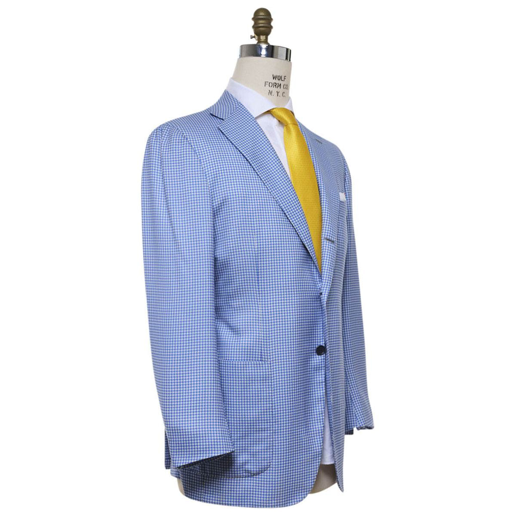 KITON Light Blue White Cashmere Silk Blazer