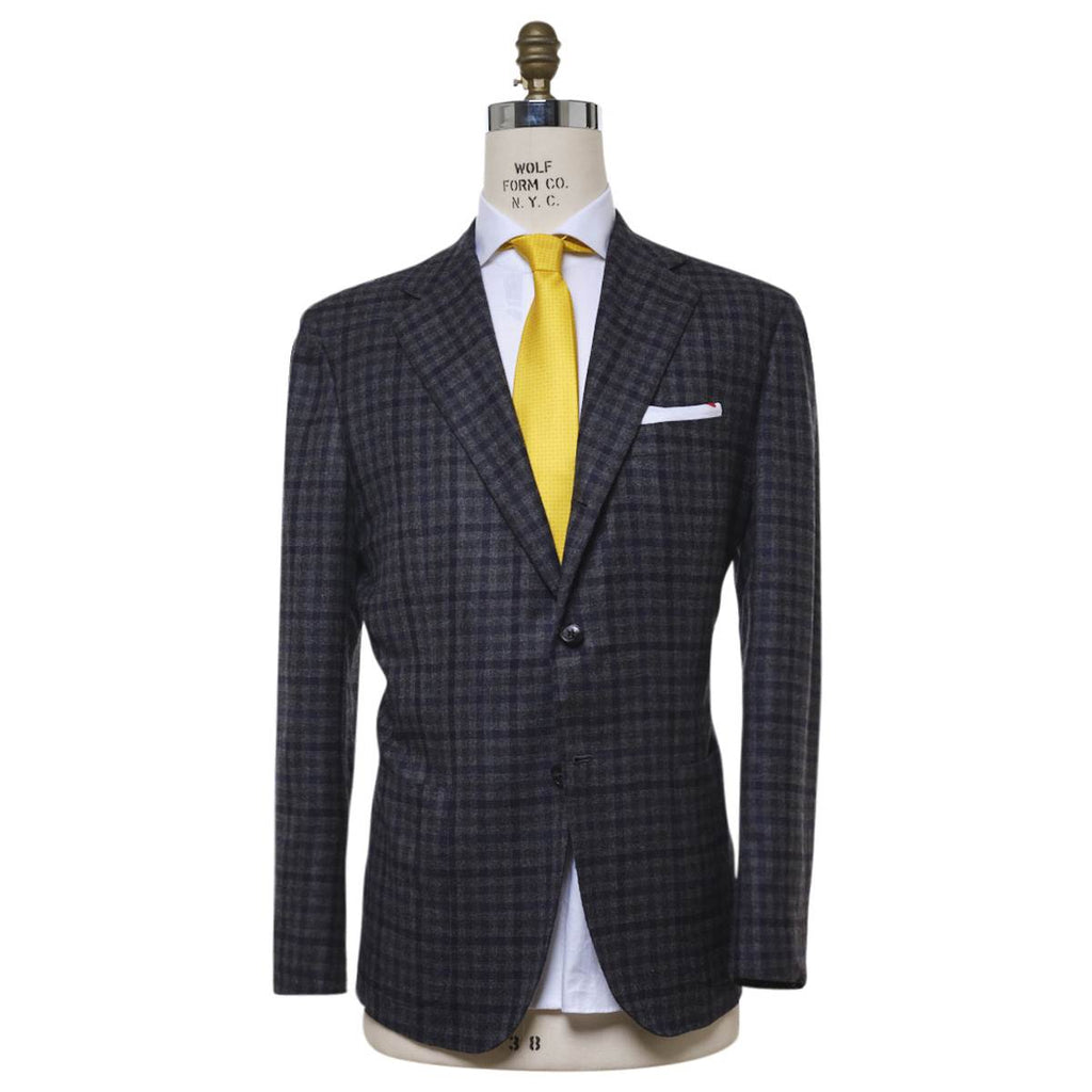 Kiton KITON Gray Blue Cashmere Silk Blazer Gray/Blue 000