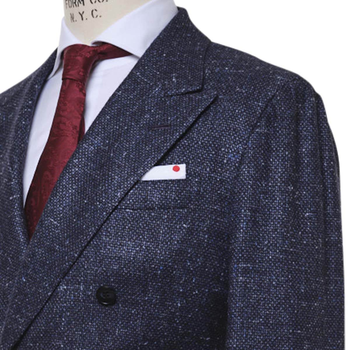 KITON Blue Silk Virgin Wool Cashmere Blazer