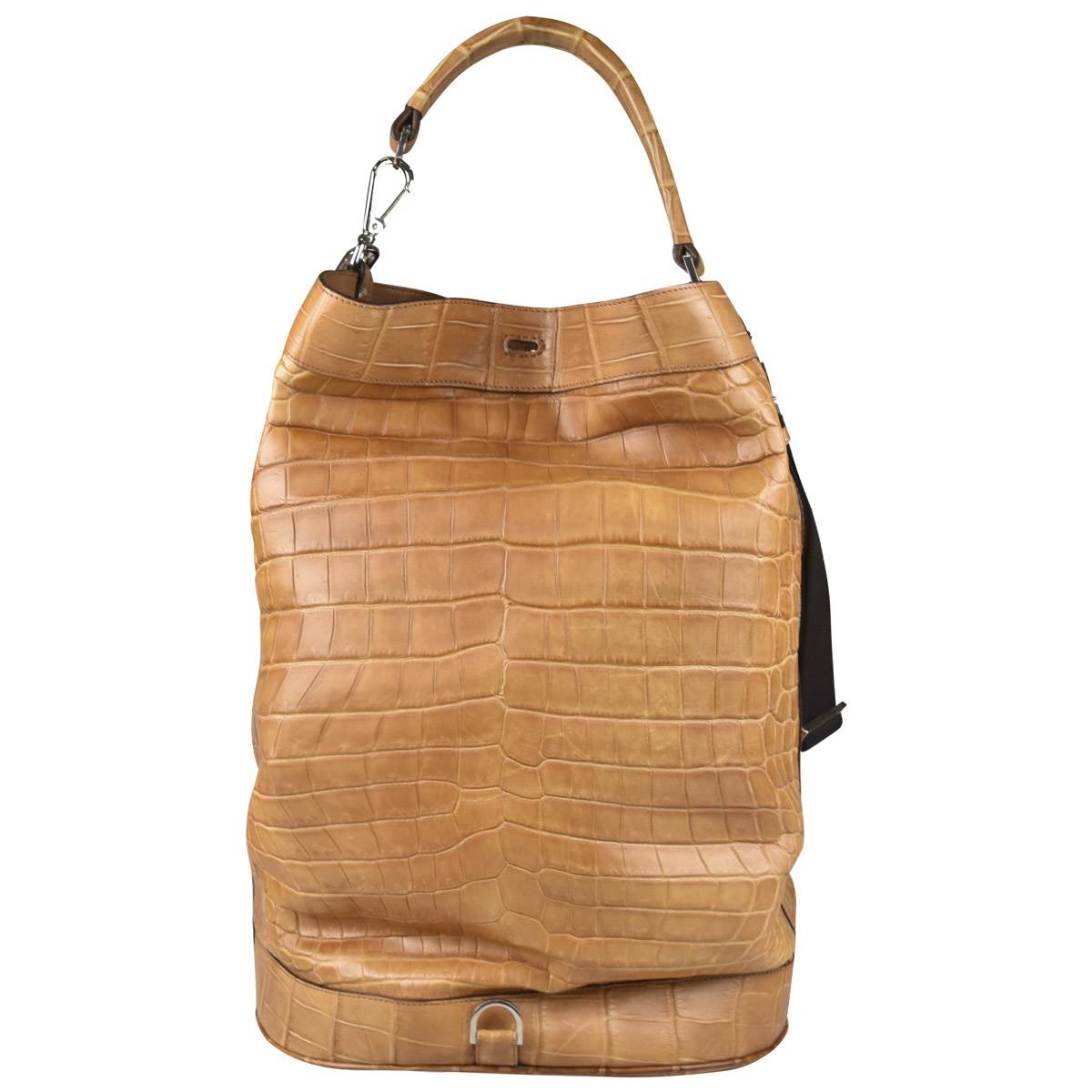 Kiton KITON Beige Leather Crocodile Bag Beige 000