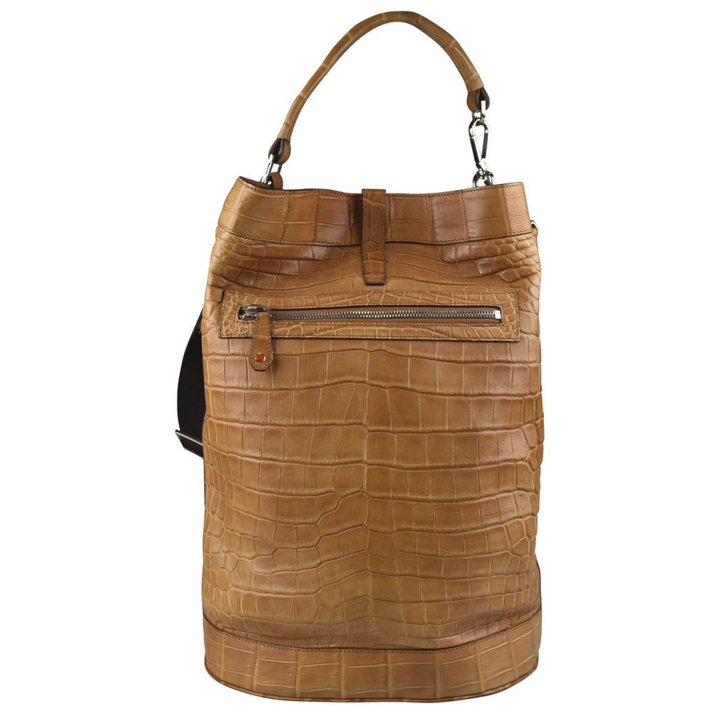 KITON Beige Leather Crocodile Bag