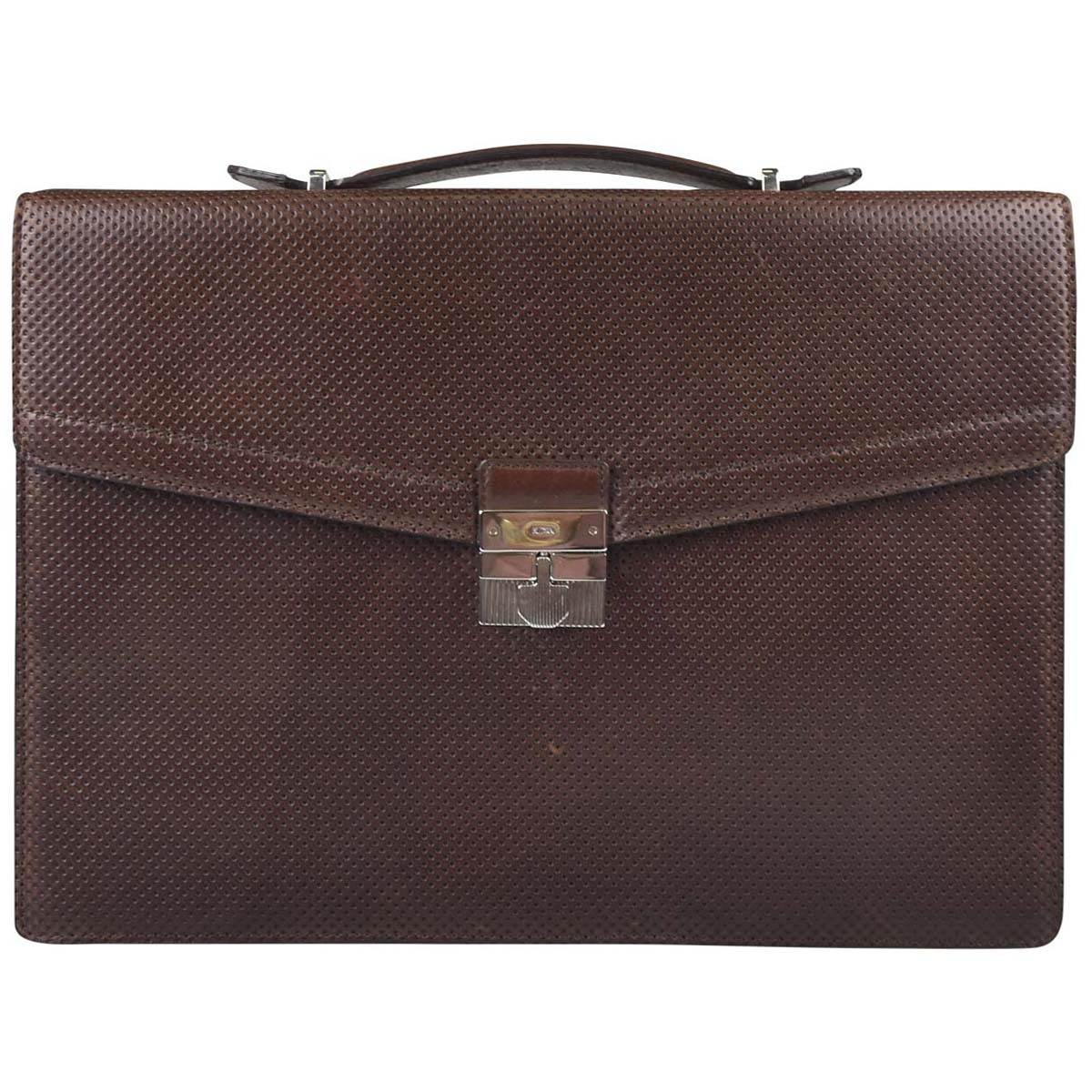 Kiton KITON Brown Leather Calfskin Briefcase Brown 000