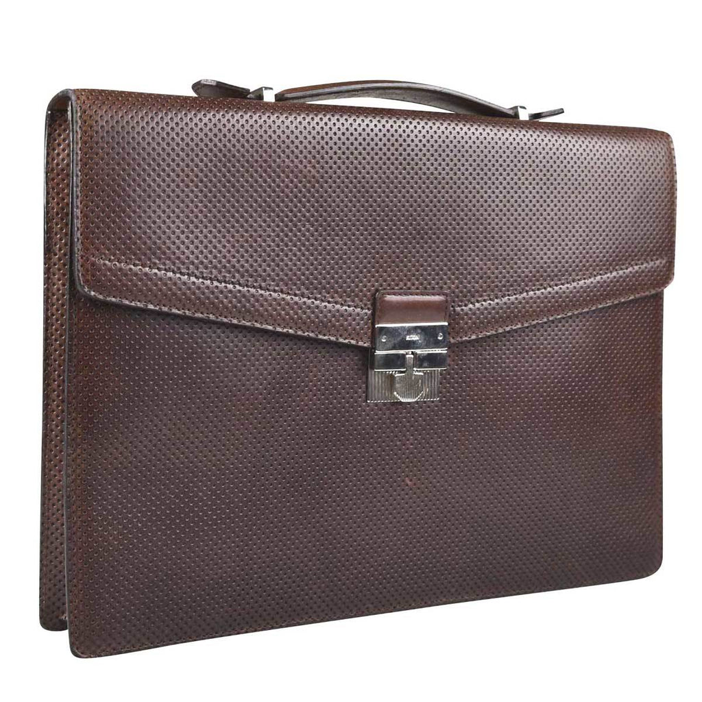 Kiton KITON Brown Leather Calfskin Briefcase Brown 001