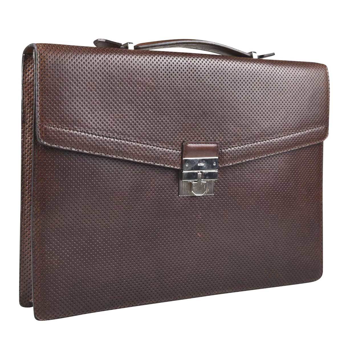 Kiton KITON Brown Leather Calfskin Briefcase Brown 001