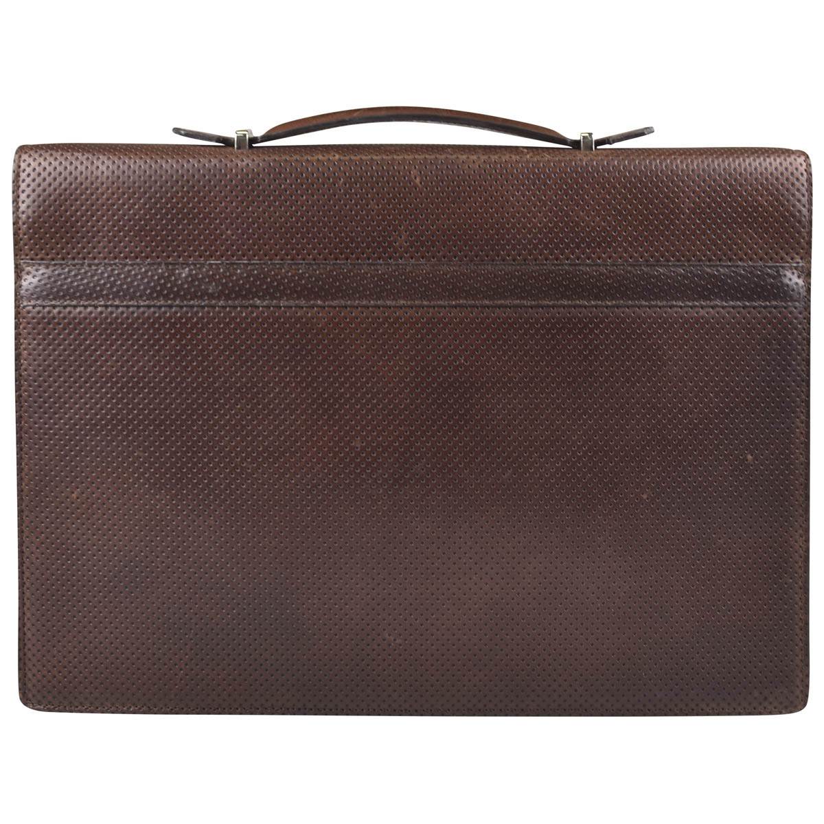 KITON Brown Leather Calfskin Briefcase