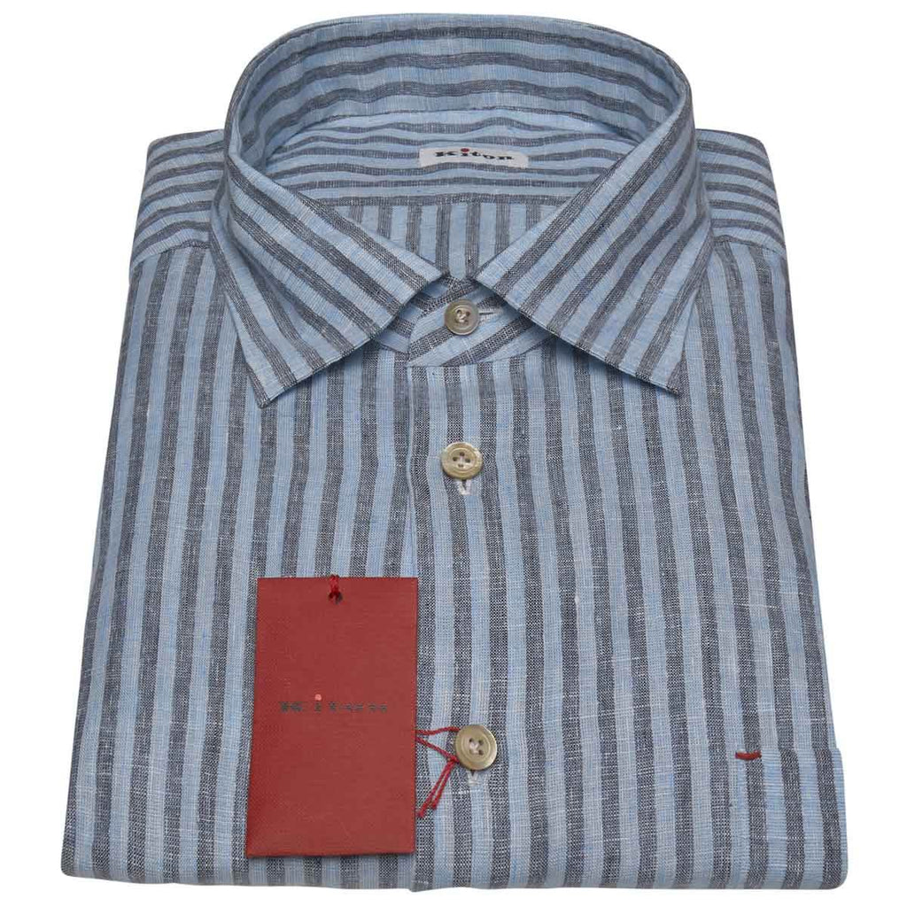 Kiton KITON Blue Linen Shirt Blue 000