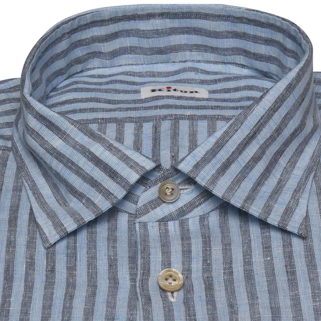 KITON Blue Linen Shirt