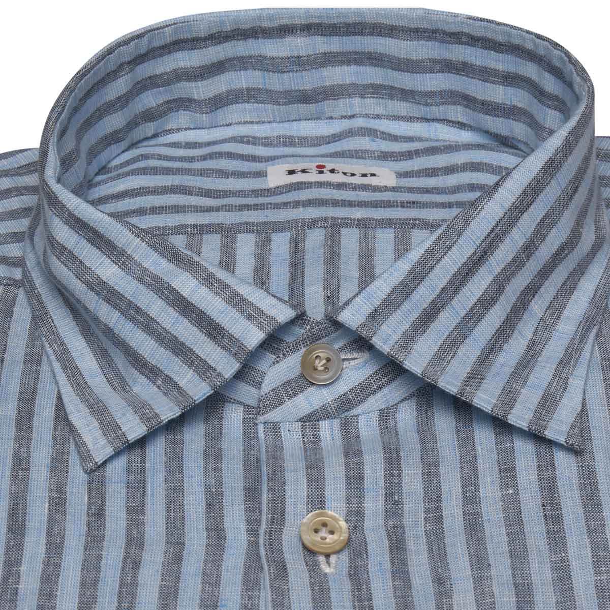 KITON Blue Linen Shirt