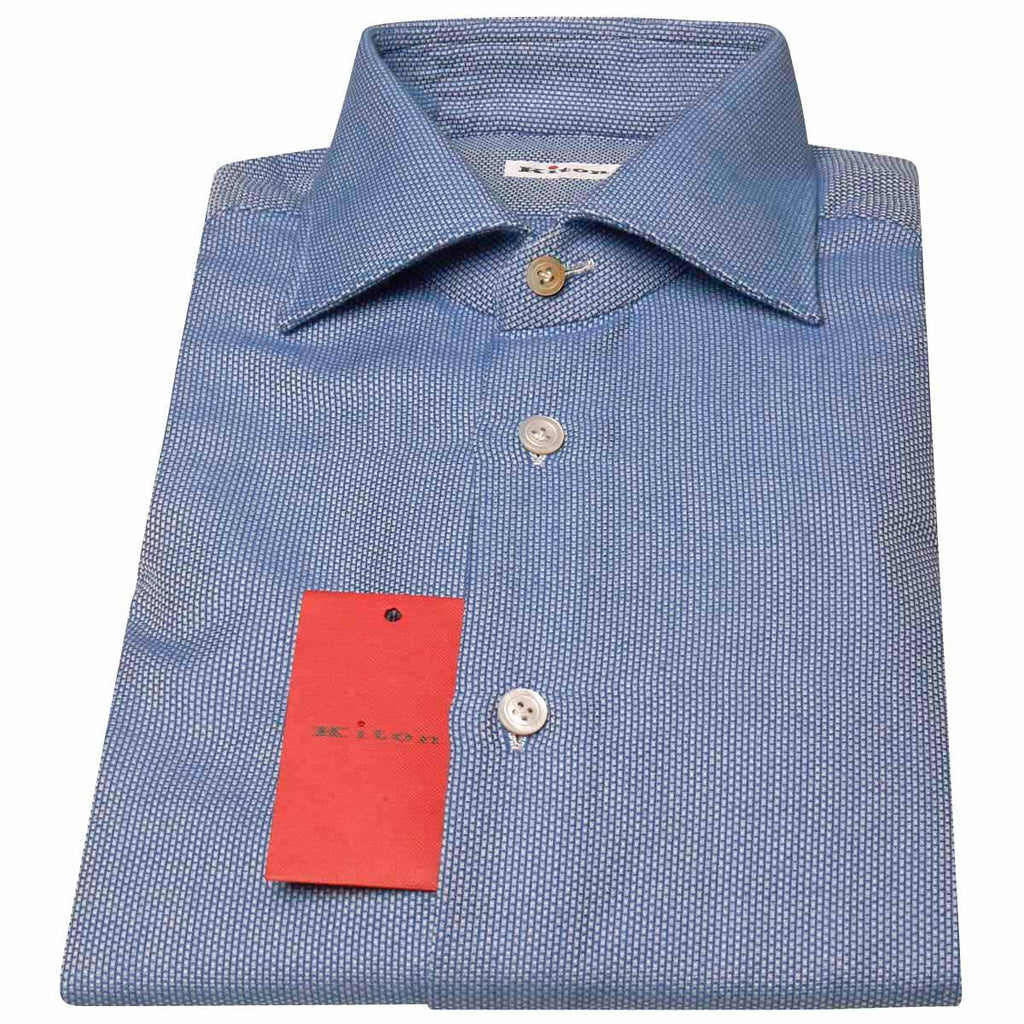 KITON Light Blue White Cotton Shirt