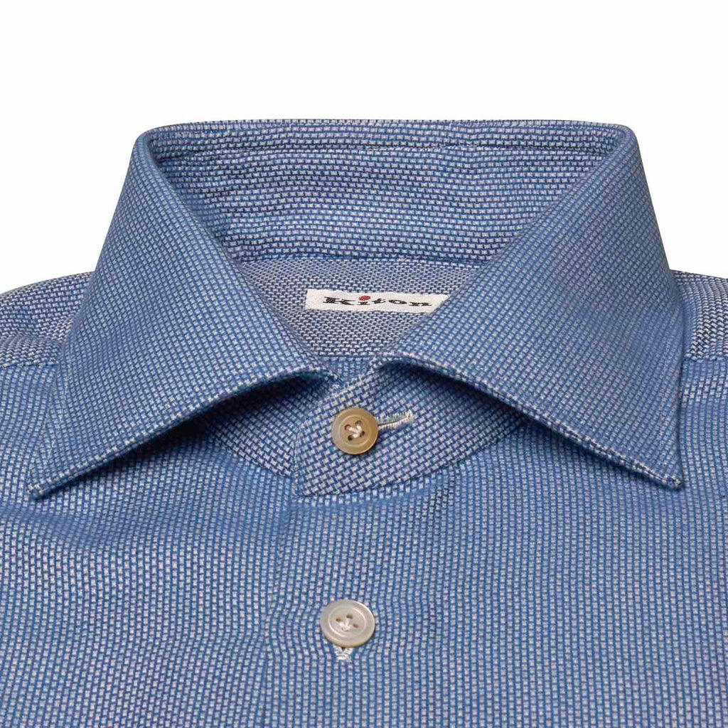 KITON Light Blue White Cotton Shirt