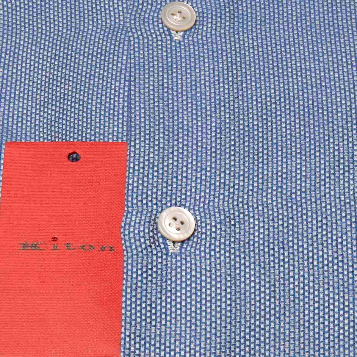 KITON Light Blue White Cotton Shirt