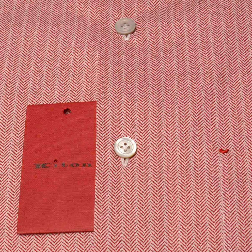 KITON Red White Cotton Shirt