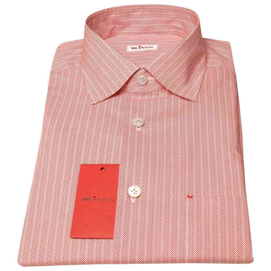 KITON Red White Cotton Shirt