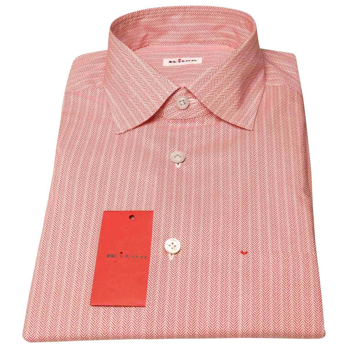 KITON Red White Cotton Shirt