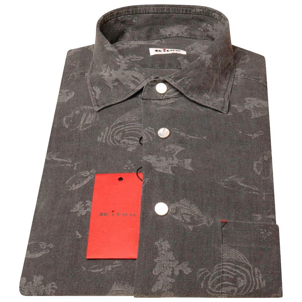 Kiton KITON Dark Gray Linen Shirt Gray 000