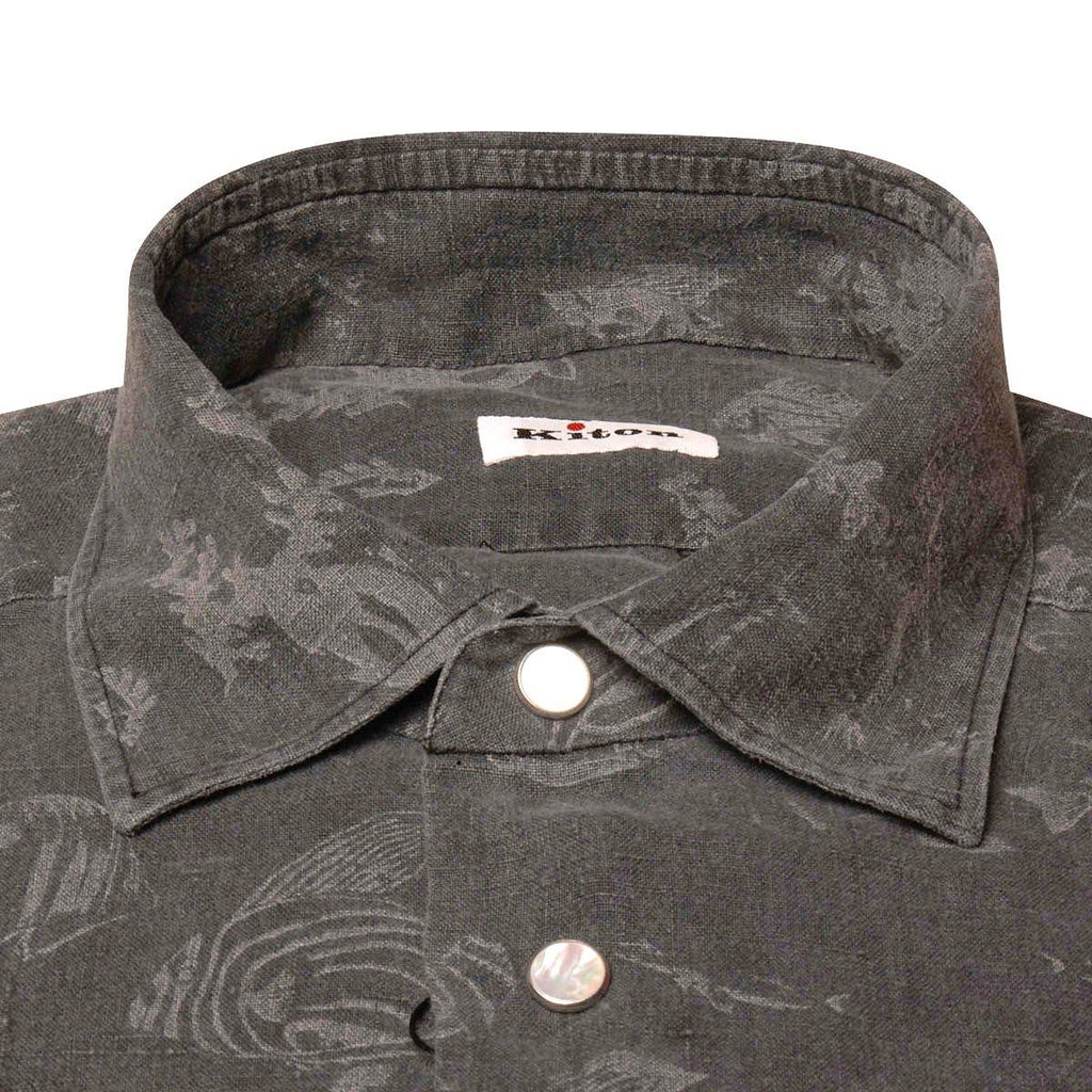 KITON Dark Gray Linen Shirt