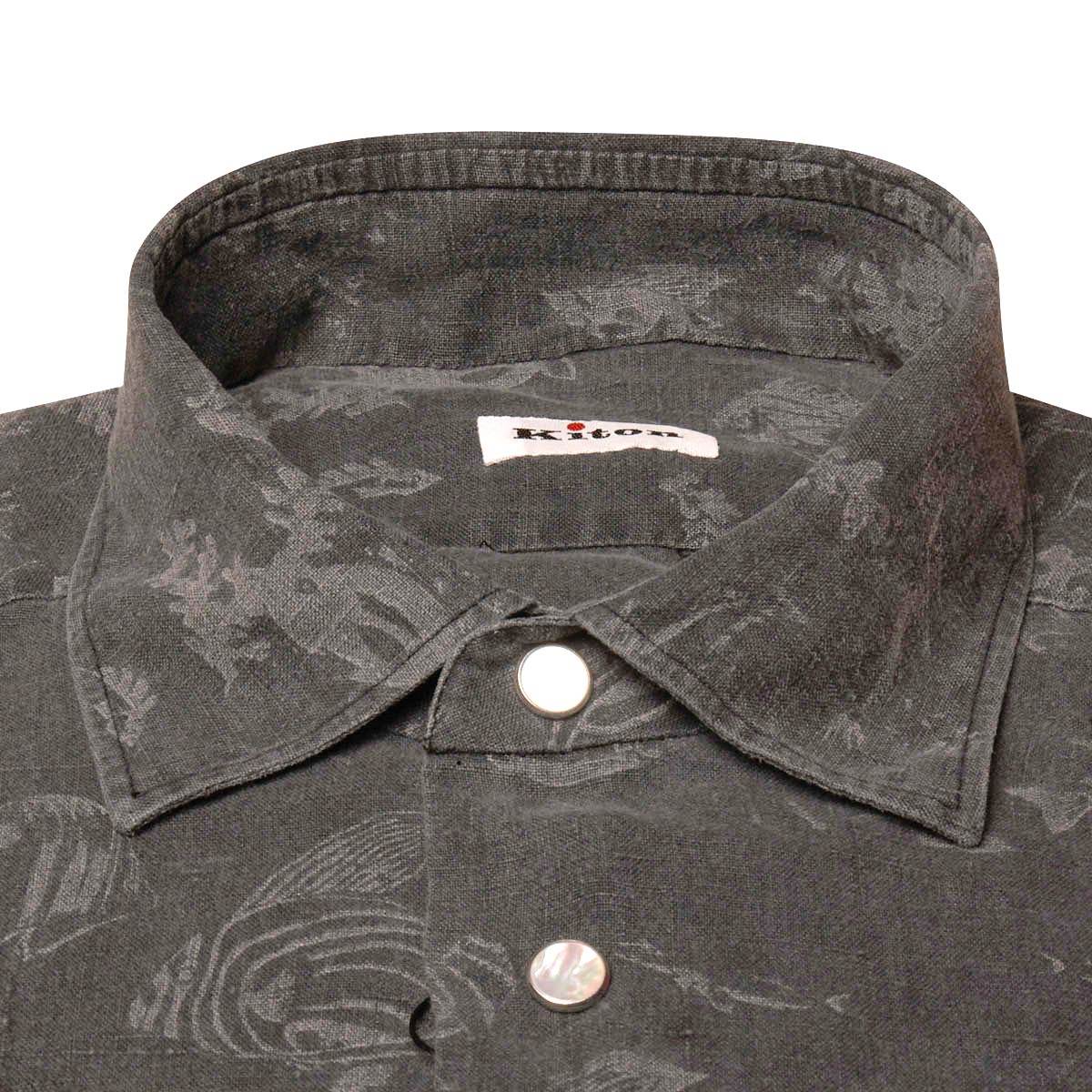 KITON Dark Gray Linen Shirt
