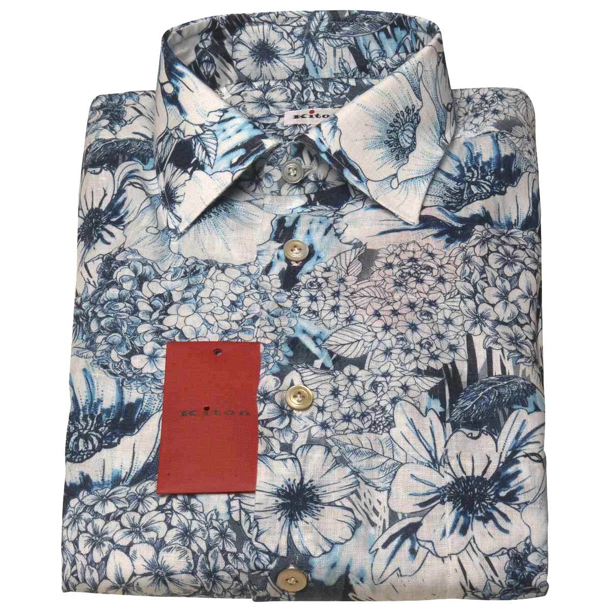 Kiton KITON Light Blue White Linen Shirt Light Blue/White 000