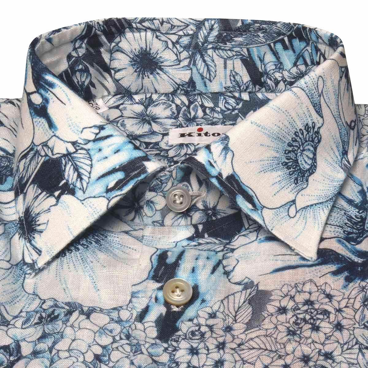 Kiton KITON Light Blue White Linen Shirt Light Blue/White 001