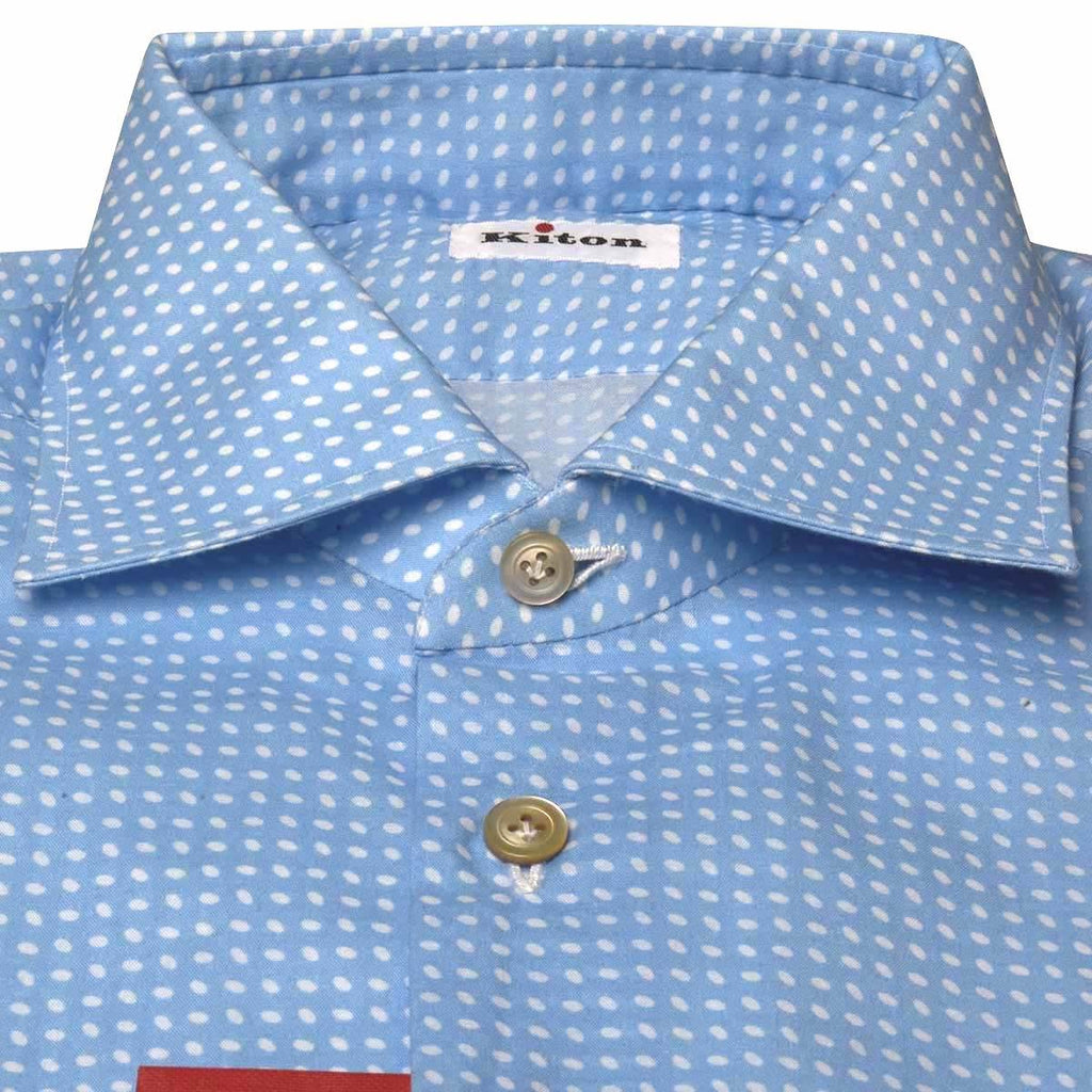KITON Light Blue White Cotton Shirt