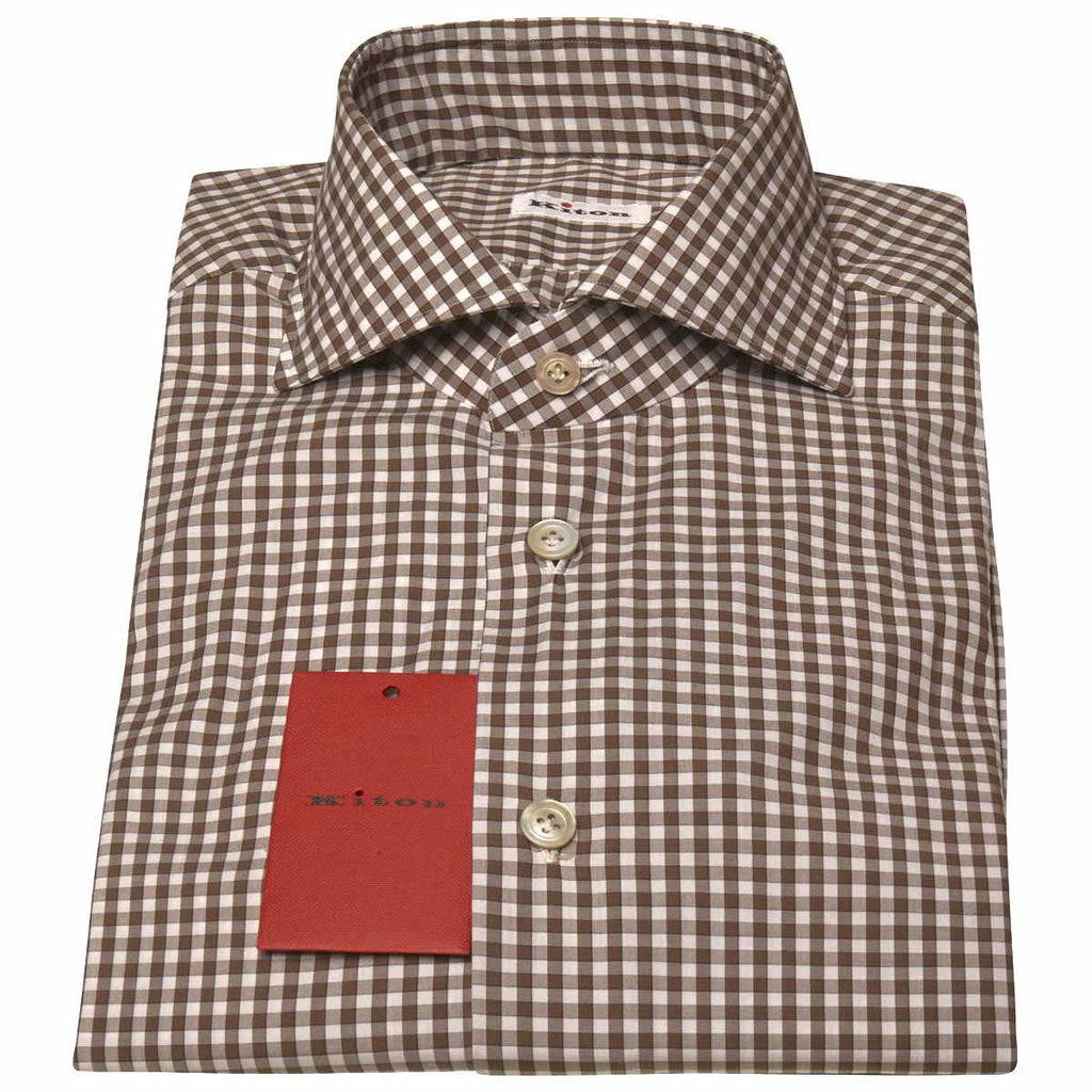 Kiton KITON White Brown Cotton Shirt White/Brown 000